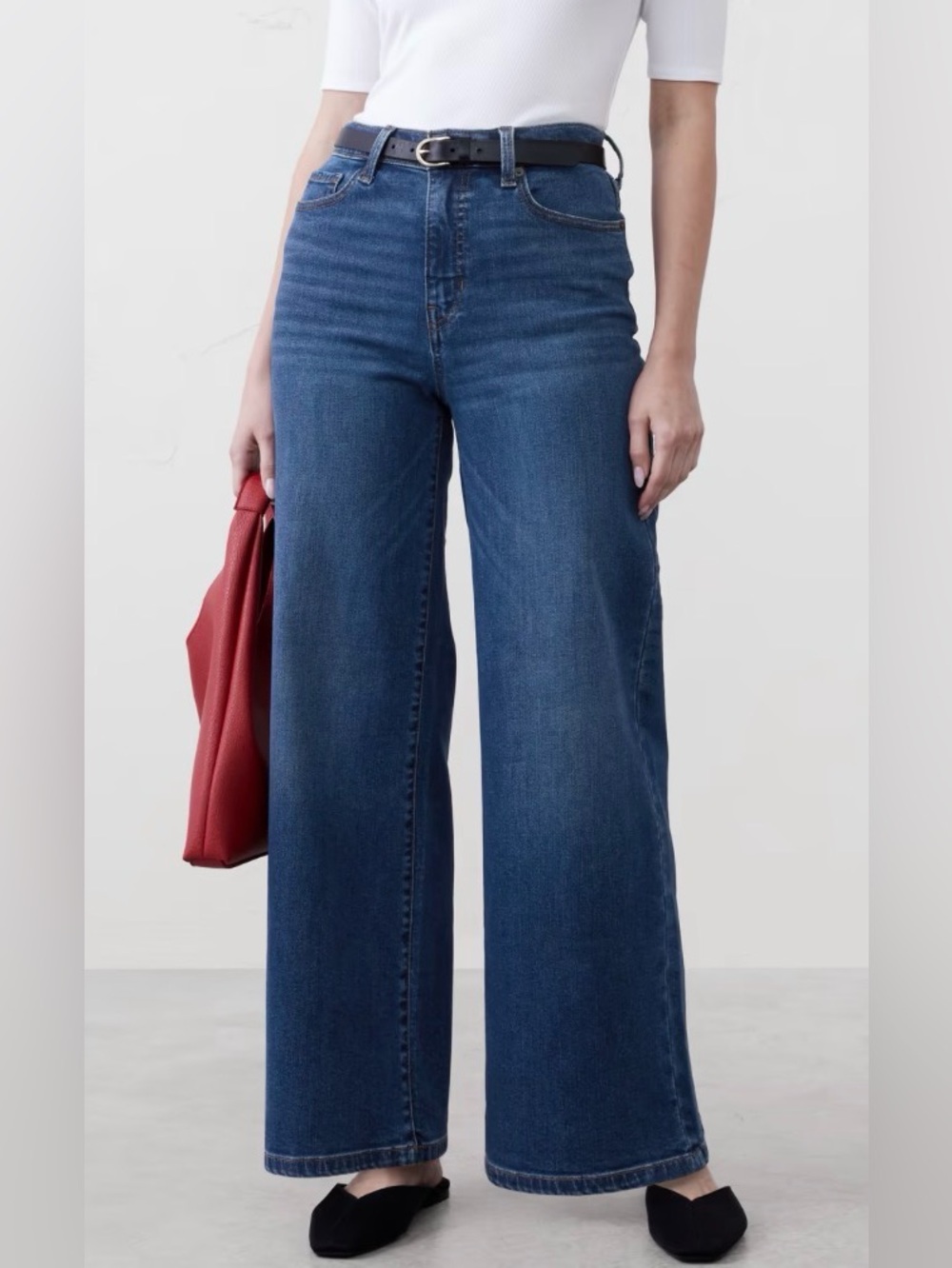 Banana Republic Premium Denim High-Rise Wide-Leg Jeans Sz 29